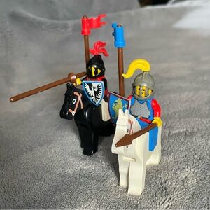 LEGO Knights Set with Black and White Horses